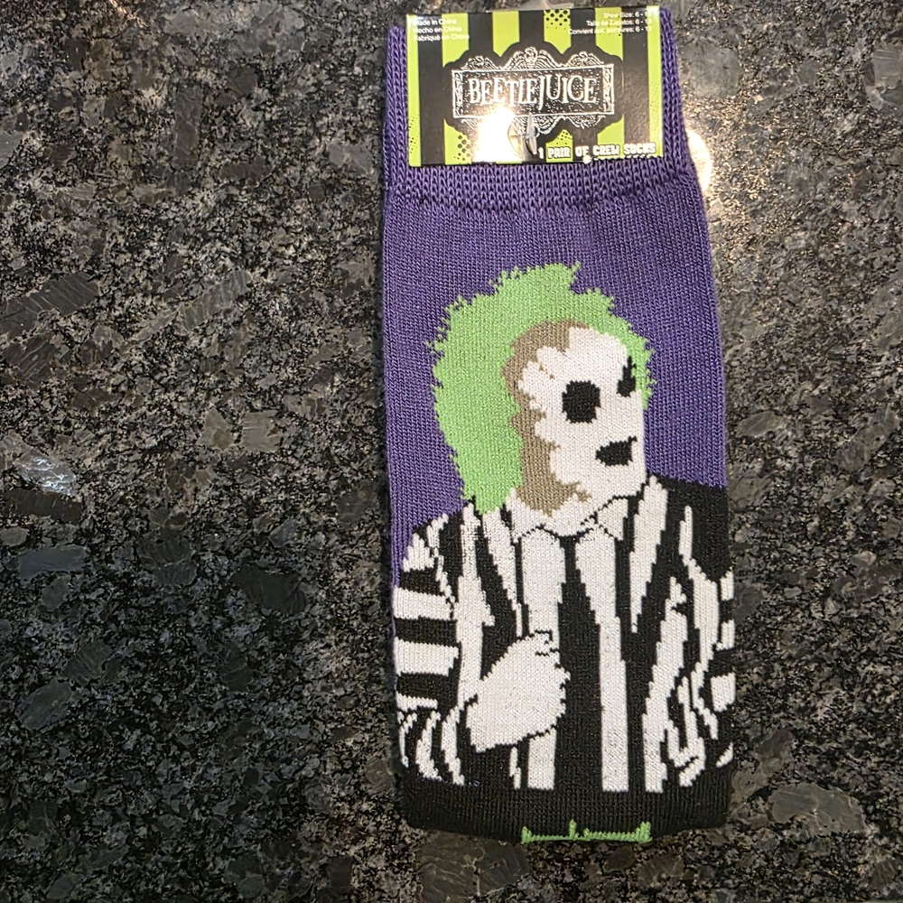 Spirit Beetlejuice Purple and Black Casual Socks